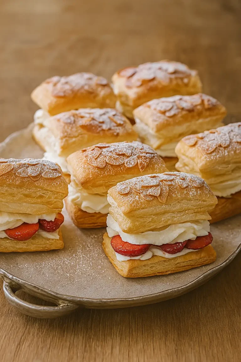 Erdbeerkissen aus Blätterteig, schnell gebacken